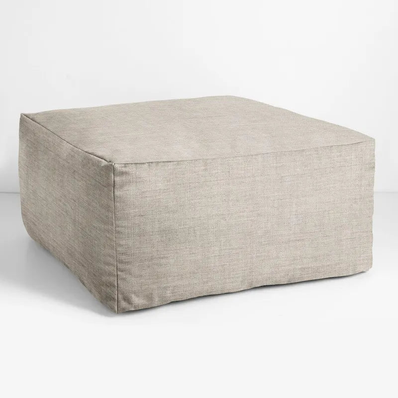 Indoor/Outdoor Solid Bean Pouf with Knife-Edge Finish