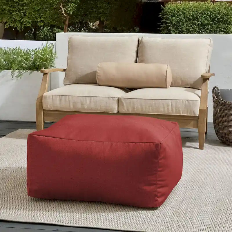 Indoor/Outdoor Solid Bean Pouf with Knife-Edge Finish