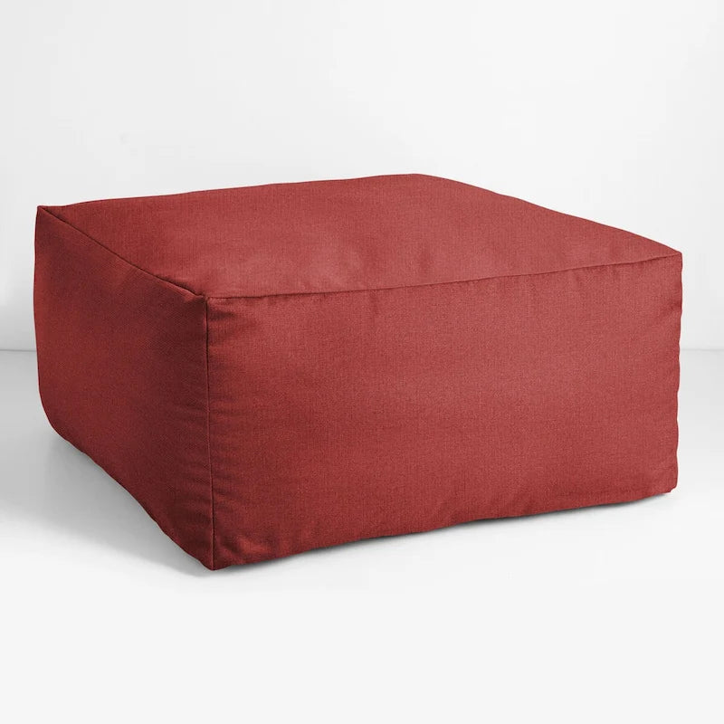 Indoor/Outdoor Solid Bean Pouf with Knife-Edge Finish