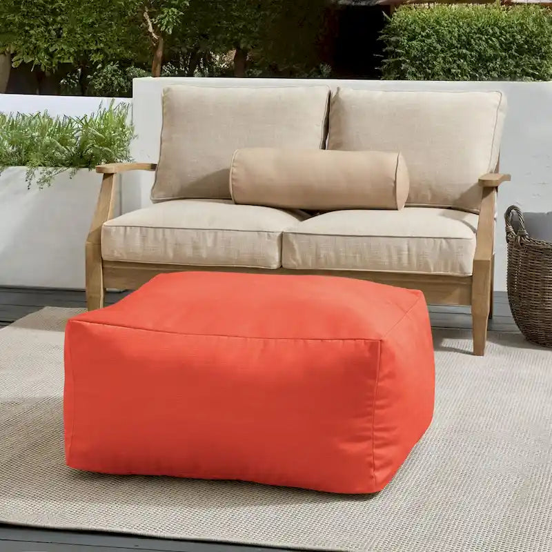 Indoor/Outdoor Solid Bean Pouf with Knife-Edge Finish