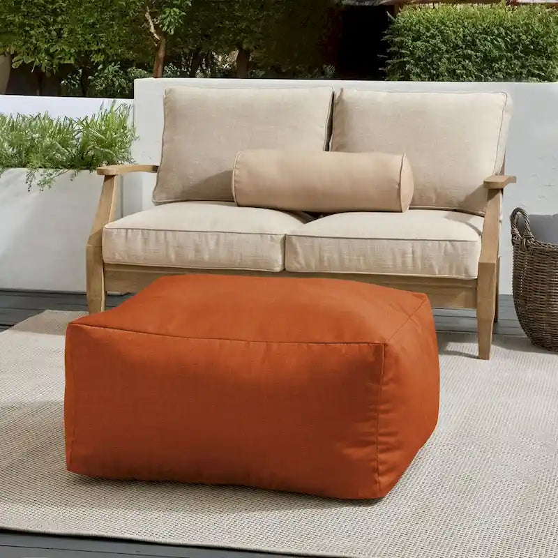 Indoor/Outdoor Solid Bean Pouf with Knife-Edge Finish