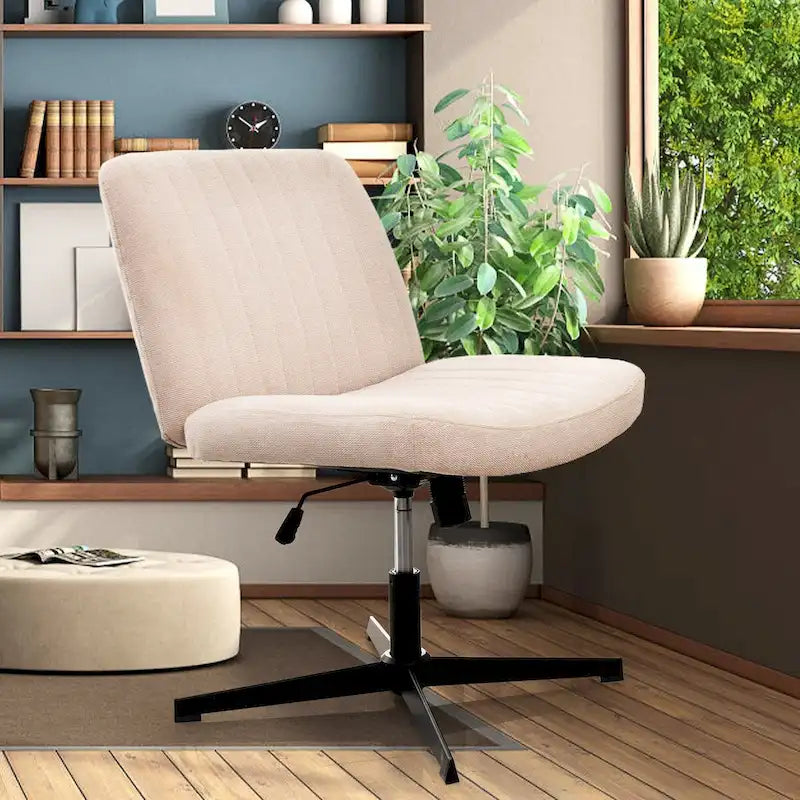 Armless Swivel Desk Chair with Thick Cushion