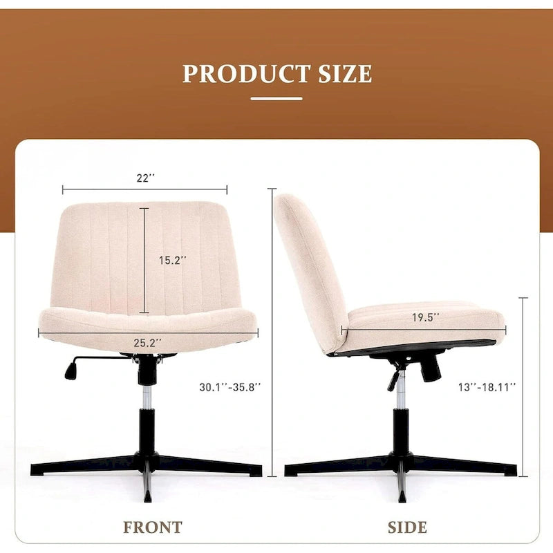 Armless Swivel Desk Chair with Thick Cushion