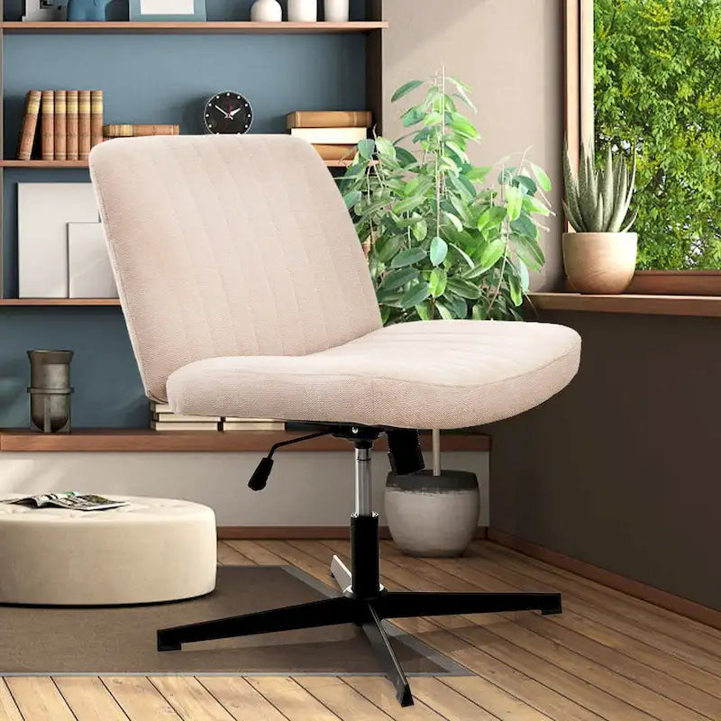 Armless Swivel Desk Chair with Thick Cushion