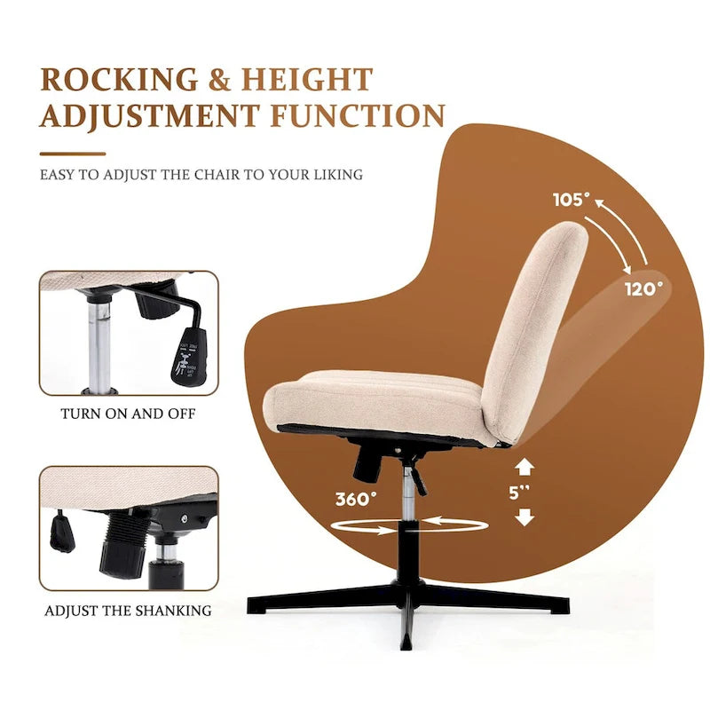 Armless Swivel Desk Chair with Thick Cushion
