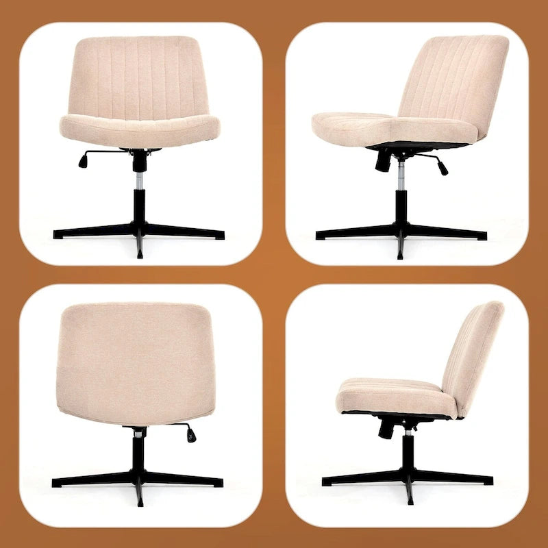 Armless Swivel Desk Chair with Thick Cushion