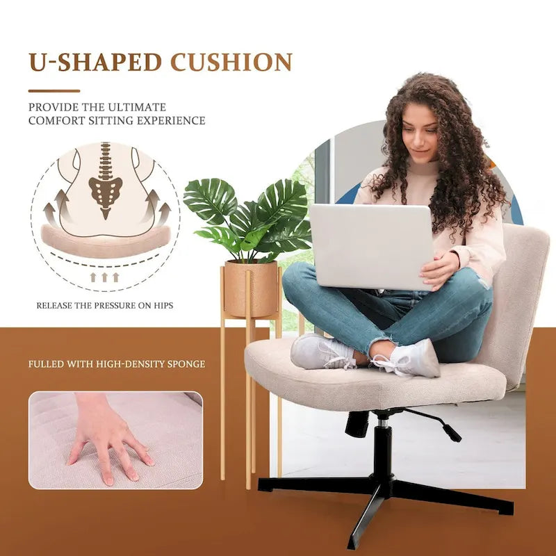 Armless Swivel Desk Chair with Thick Cushion