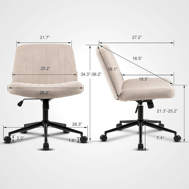 Armless Swivel Desk Chair with Thick Cushion