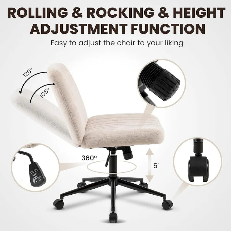 Armless Swivel Desk Chair with Thick Cushion
