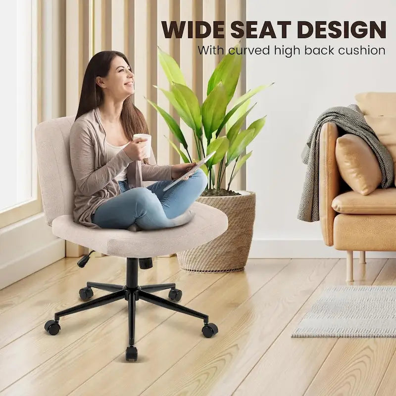 Armless Swivel Desk Chair with Thick Cushion