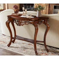 Vintage Carved Console Table with Two-Tier Storage