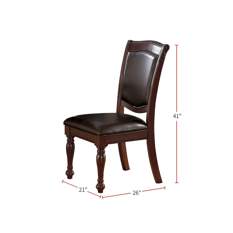 Dark Brown Faux Leather Dining Chairs, Set of 2