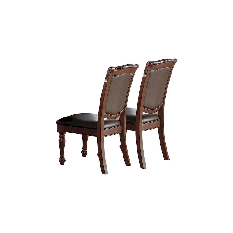 Dark Brown Faux Leather Dining Chairs, Set of 2
