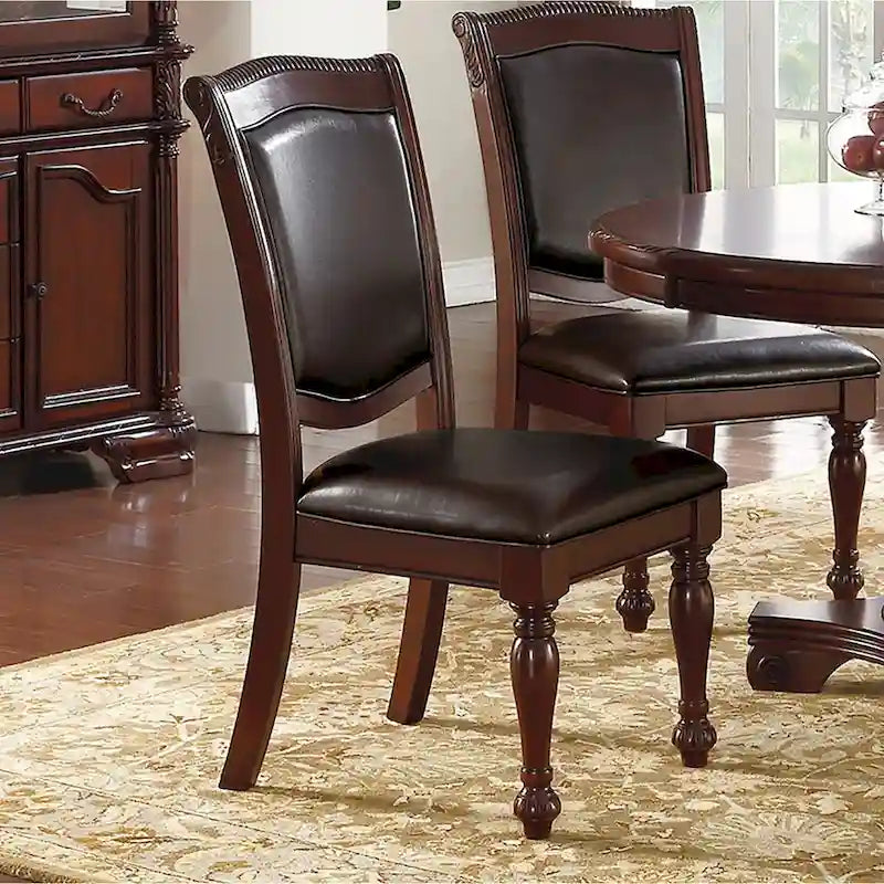 Dark Brown Faux Leather Dining Chairs, Set of 2