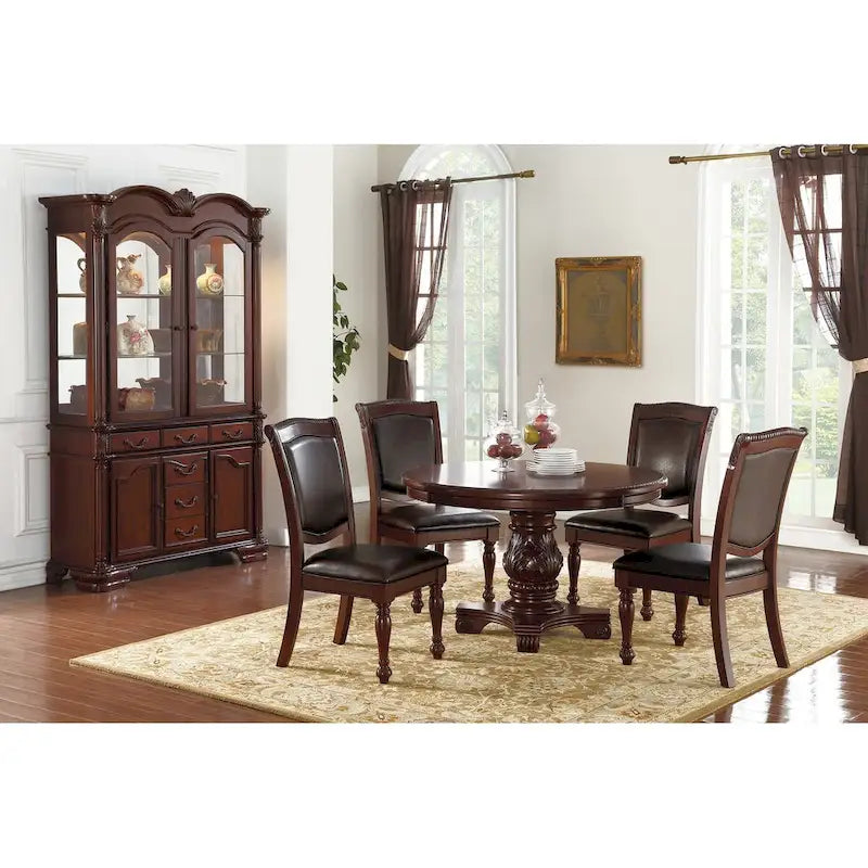 Dark Brown Faux Leather Dining Chairs, Set of 2
