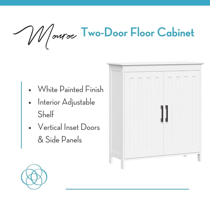 White Two-Door Bathroom and Laundry Storage Cabinet with Adjustable Shelf