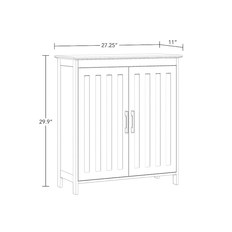 White Two-Door Bathroom and Laundry Storage Cabinet with Adjustable Shelf