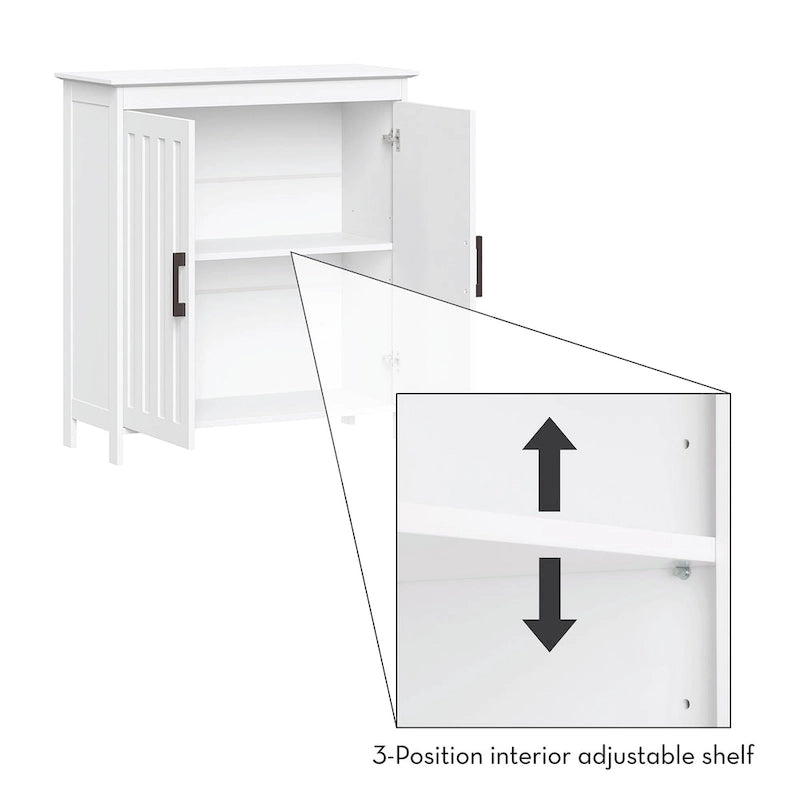 White Two-Door Bathroom and Laundry Storage Cabinet with Adjustable Shelf