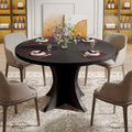 Black Round Dining Table for 4–6 People, 47.25-Inch