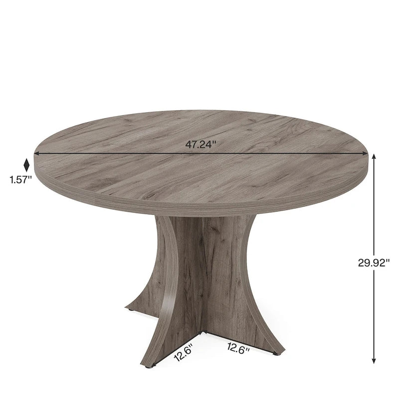 Black Round Dining Table for 4–6 People, 47.25-Inch