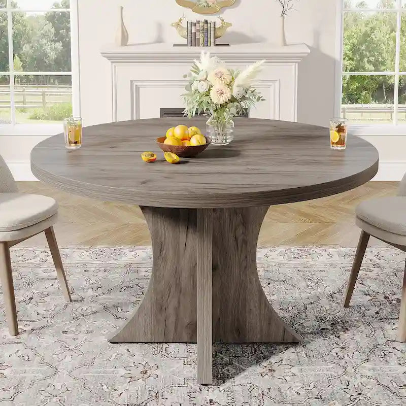 Black Round Dining Table for 4–6 People, 47.25-Inch