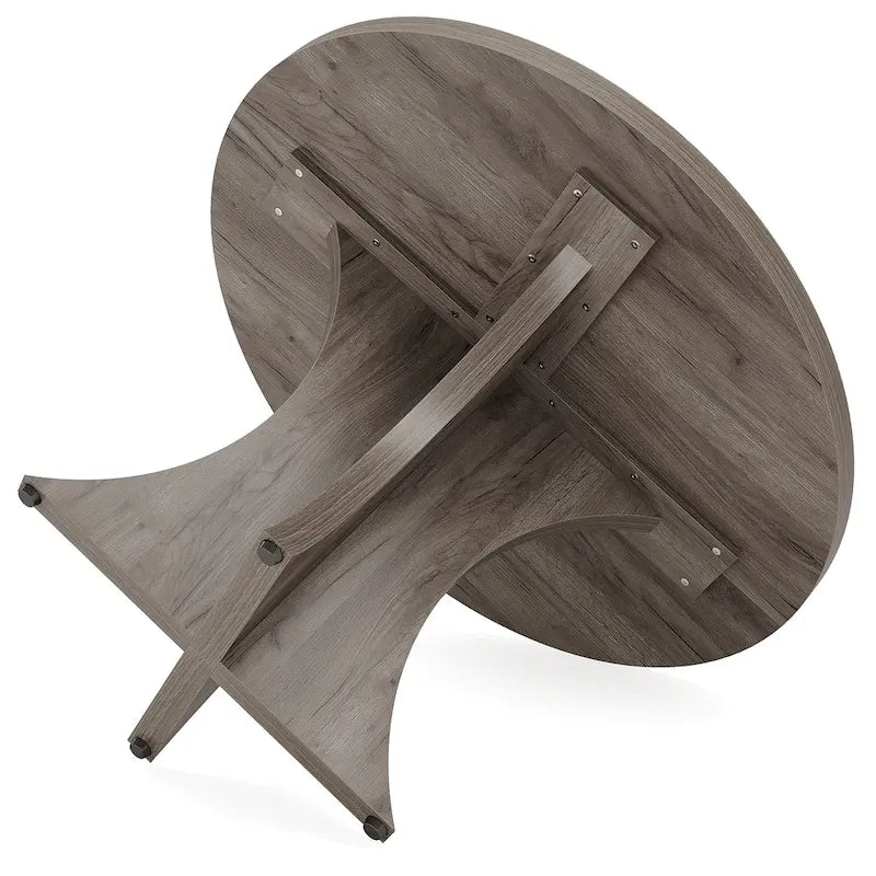 Black Round Dining Table for 4–6 People, 47.25-Inch
