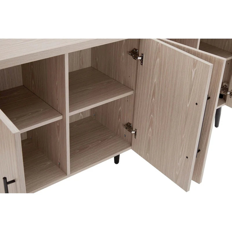 Mid-Century Modern 64.6-Inch Sideboard with Ribbed Doors