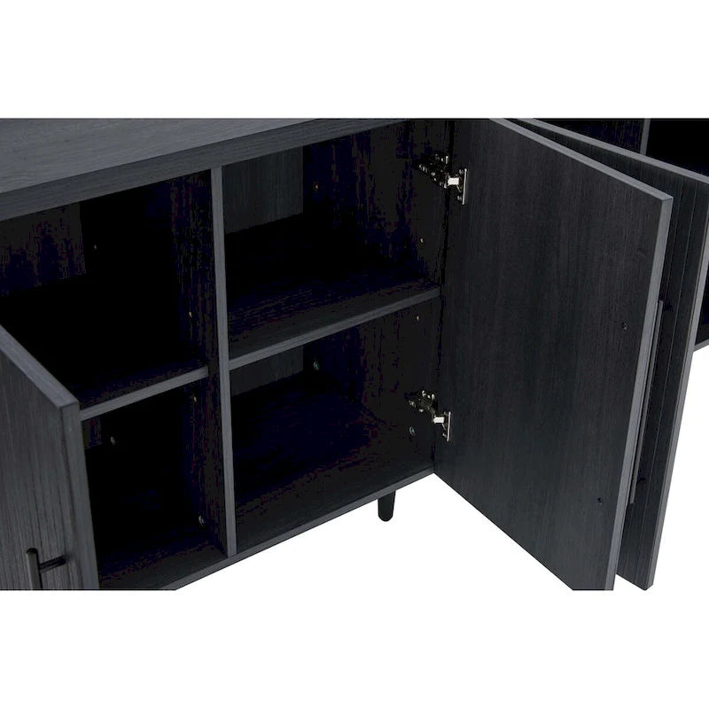 Mid-Century Modern 64.6-Inch Sideboard with Ribbed Doors