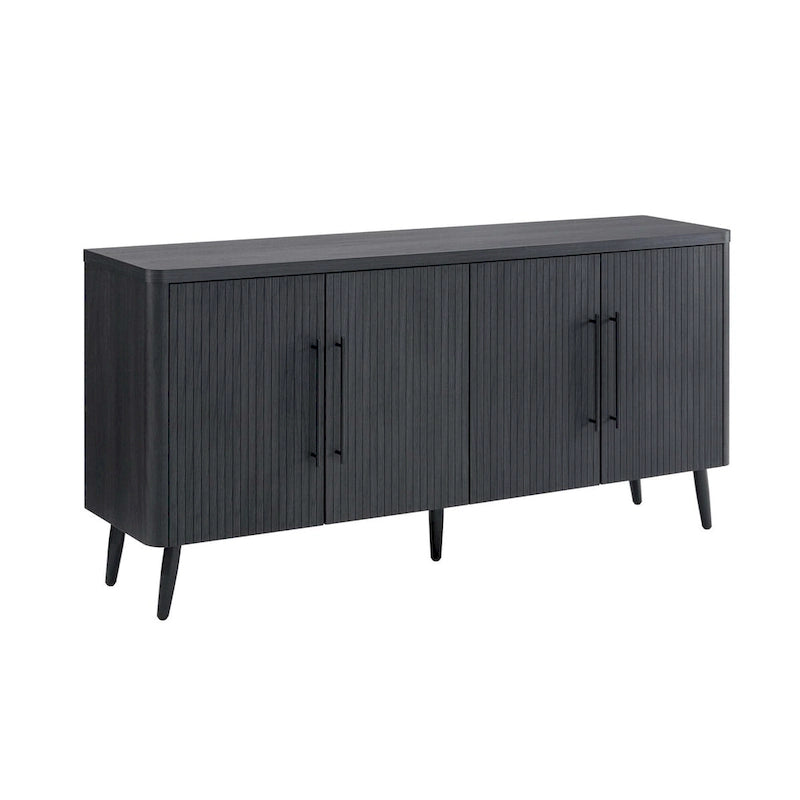 Mid-Century Modern 64.6-Inch Sideboard with Ribbed Doors