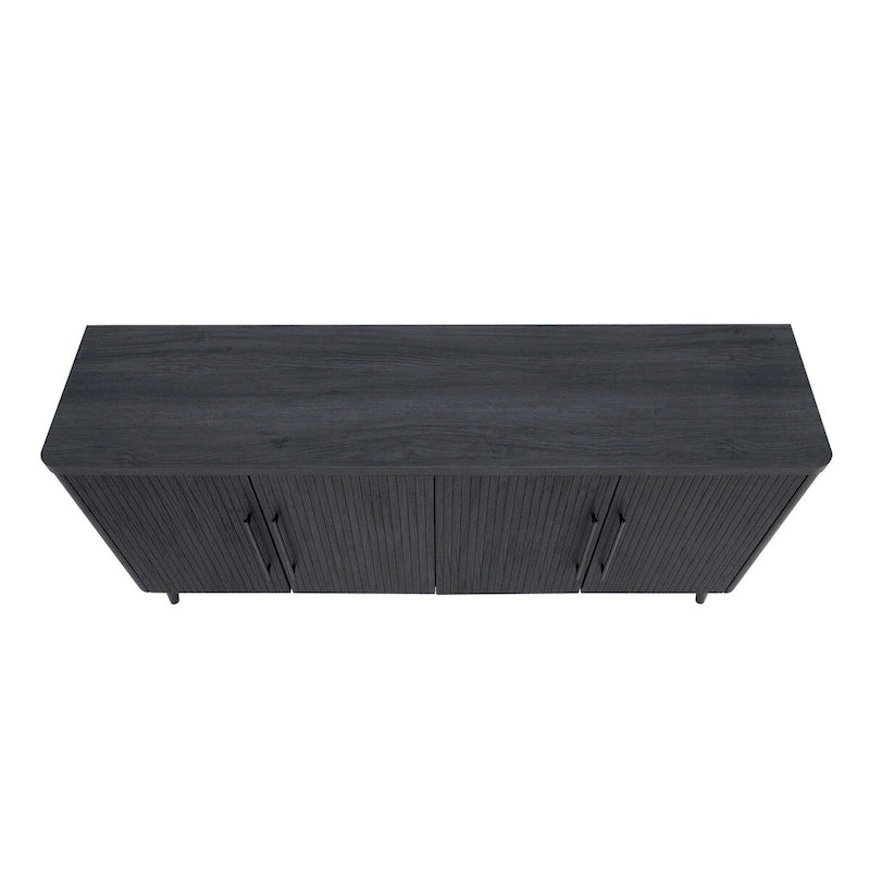 Mid-Century Modern 64.6-Inch Sideboard with Ribbed Doors