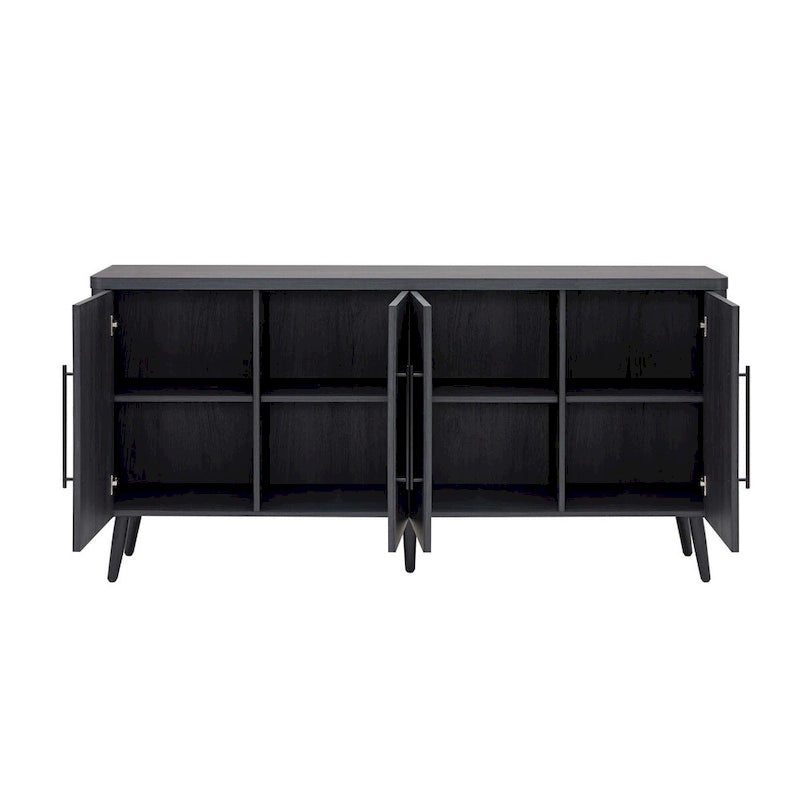 Mid-Century Modern 64.6-Inch Sideboard with Ribbed Doors
