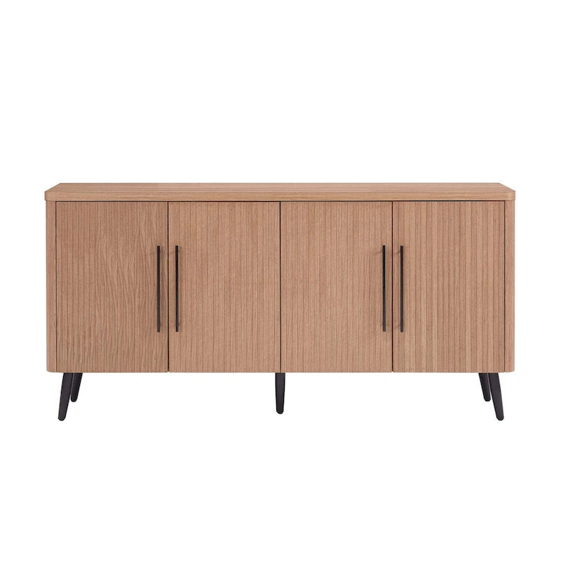 Mid-Century Modern 64.6-Inch Sideboard with Ribbed Doors