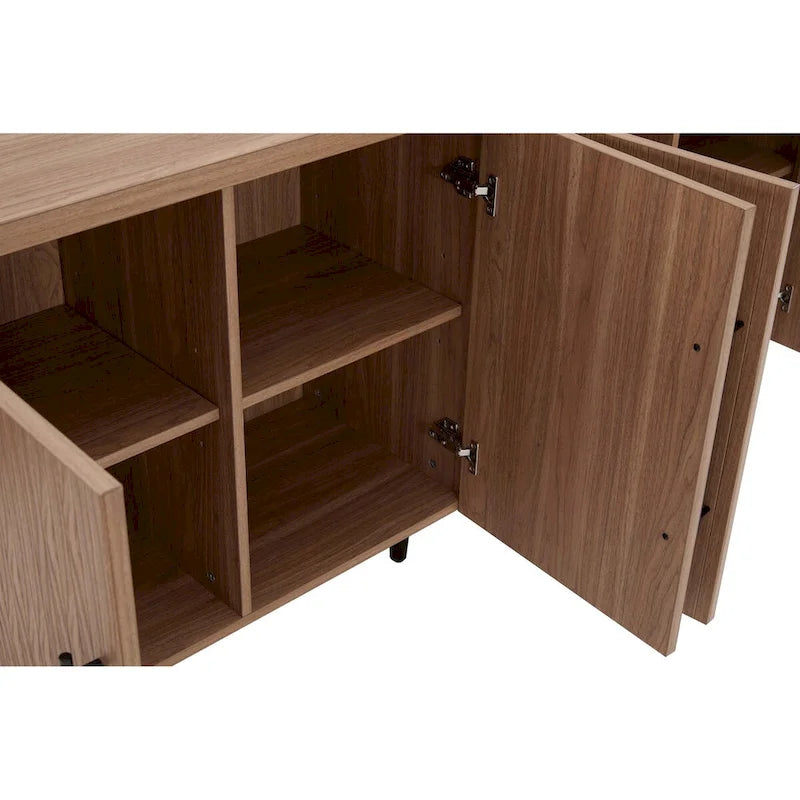Mid-Century Modern 64.6-Inch Sideboard with Ribbed Doors