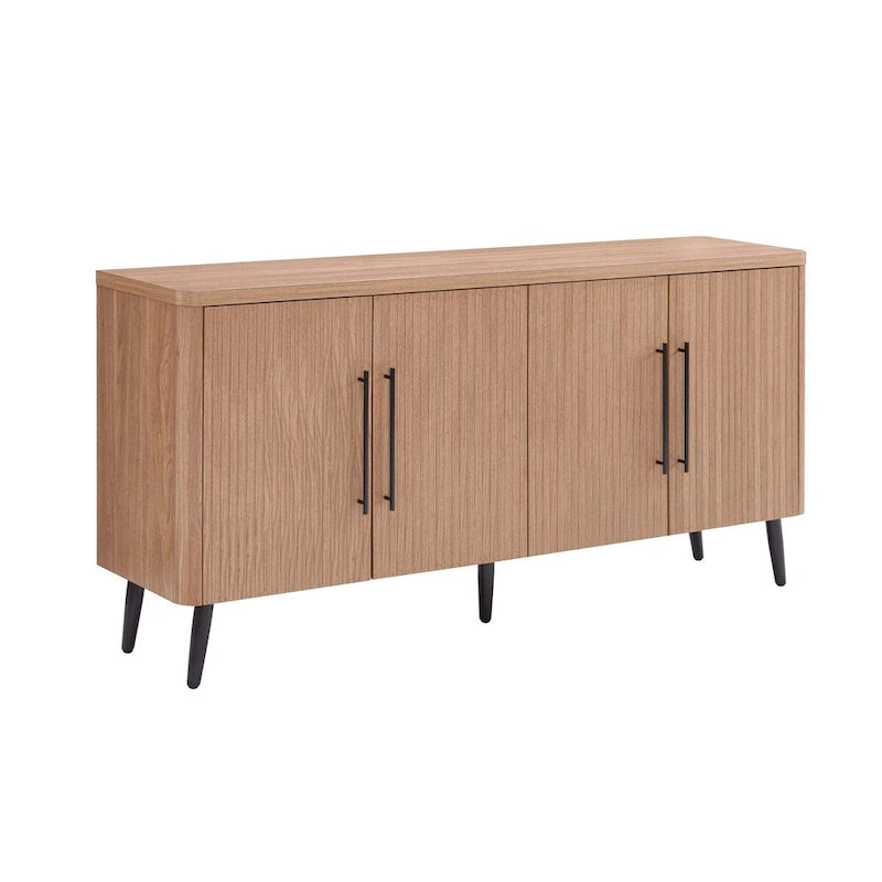 Mid-Century Modern 64.6-Inch Sideboard with Ribbed Doors