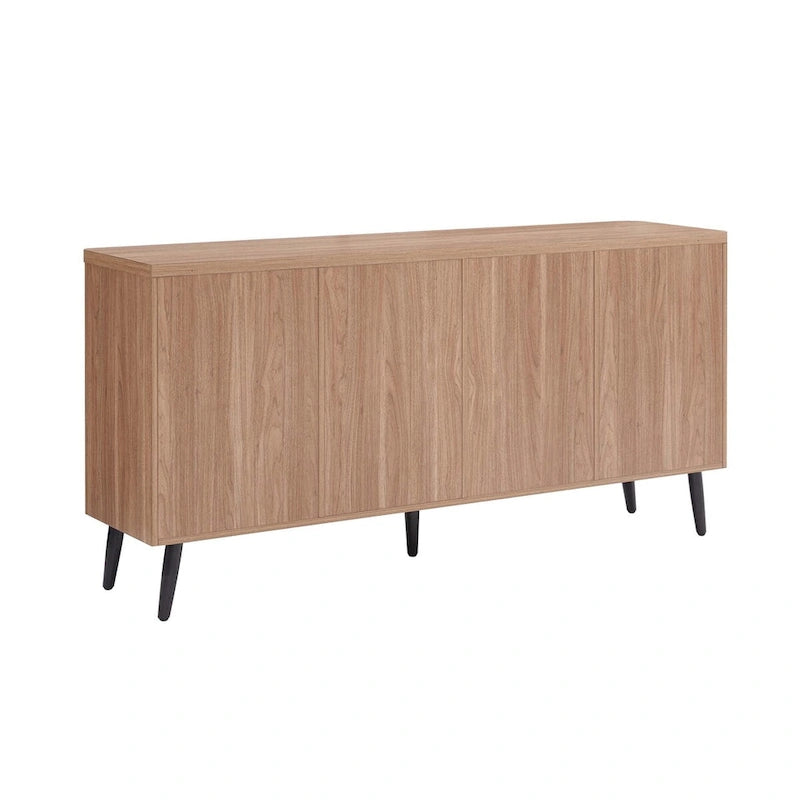 Mid-Century Modern 64.6-Inch Sideboard with Ribbed Doors
