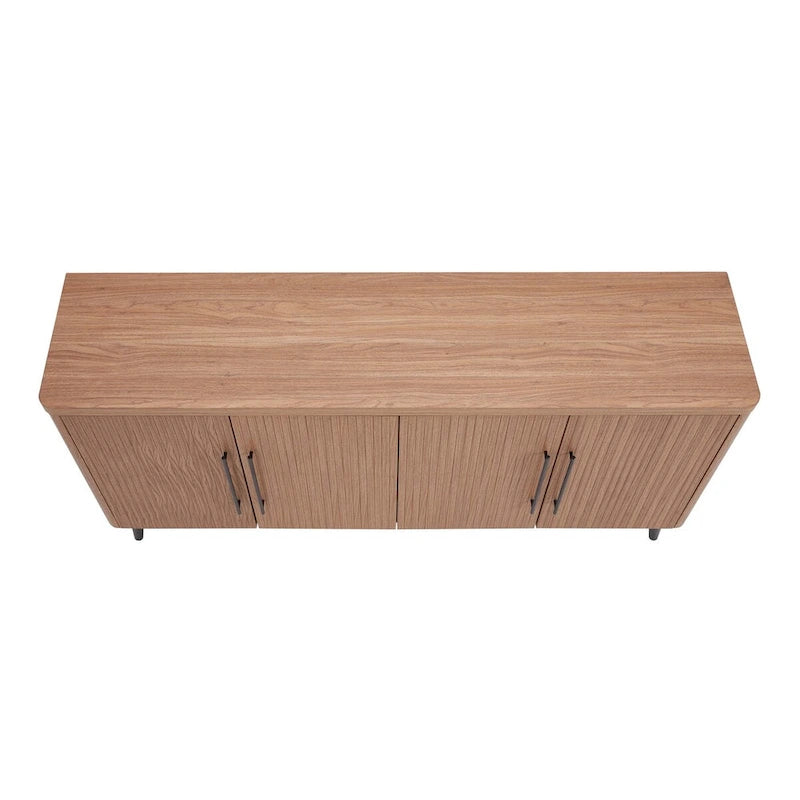 Mid-Century Modern 64.6-Inch Sideboard with Ribbed Doors