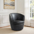 Modern 360° Swivel Faux Leather Barrel Accent Chair