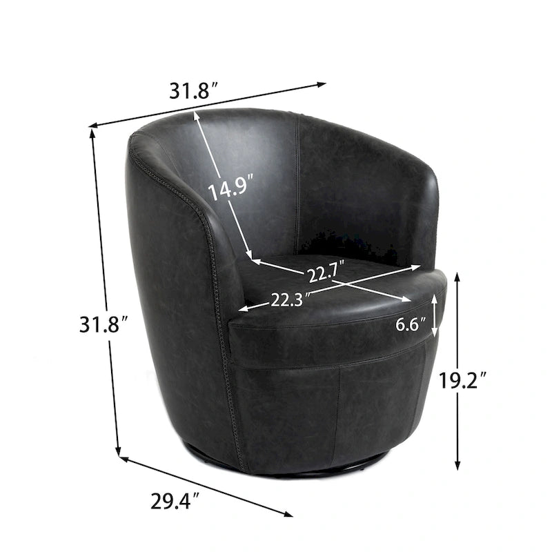 Modern 360° Swivel Faux Leather Barrel Accent Chair