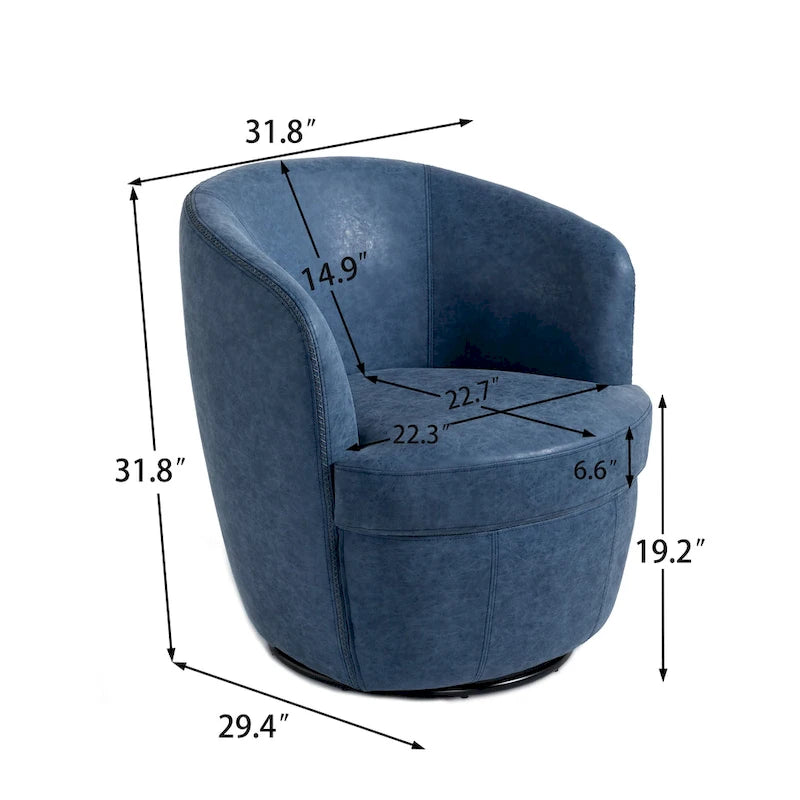 Modern 360° Swivel Faux Leather Barrel Accent Chair