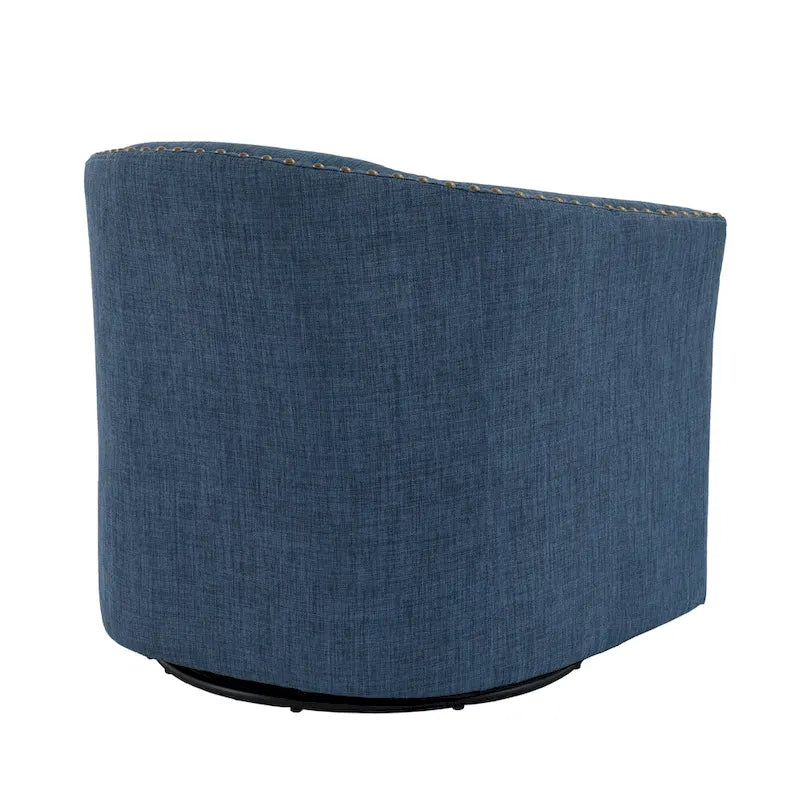 Upholstered Swivel Barrel Chairs with Nailhead Trim, Set of 2