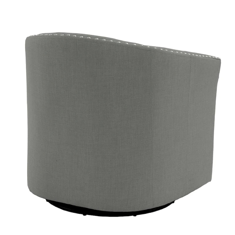Upholstered Swivel Barrel Chairs with Nailhead Trim, Set of 2