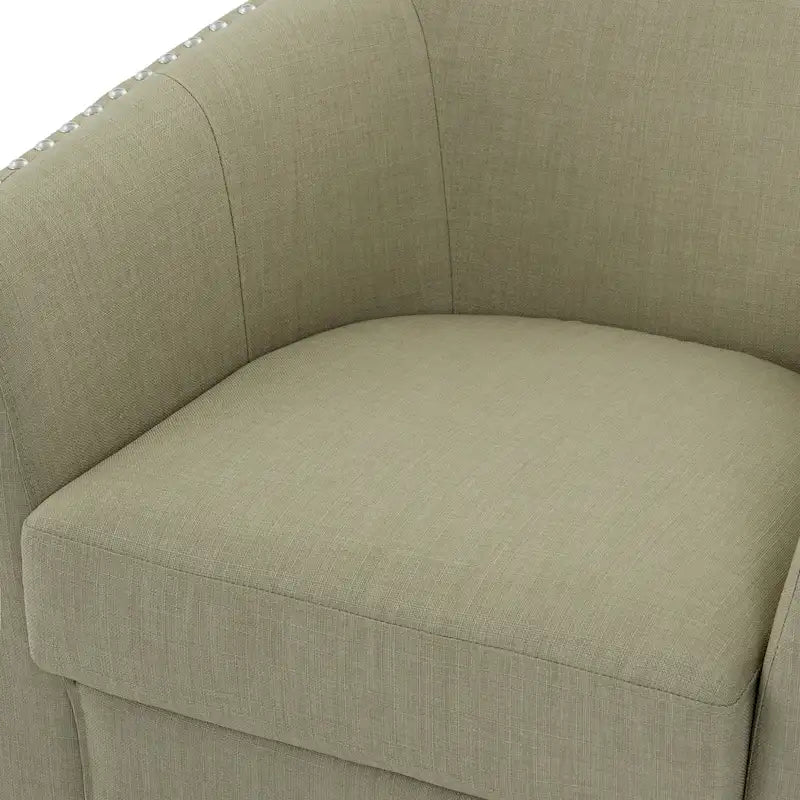 Upholstered Swivel Barrel Chairs with Nailhead Trim, Set of 2