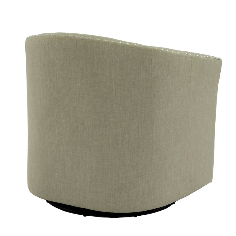 Upholstered Swivel Barrel Chairs with Nailhead Trim, Set of 2